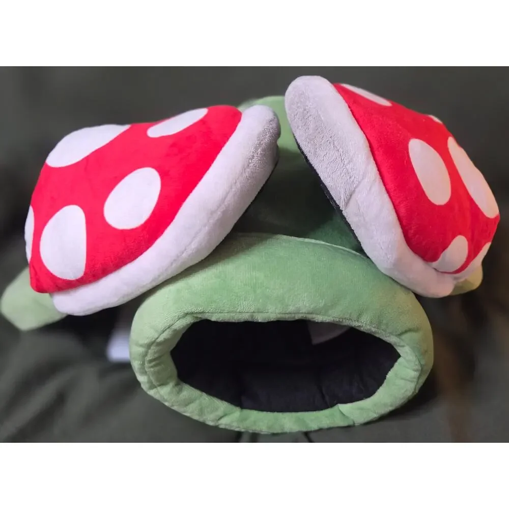 Super Mario Piranha Plant Plush Slippers Warp Pipe Set Preowned